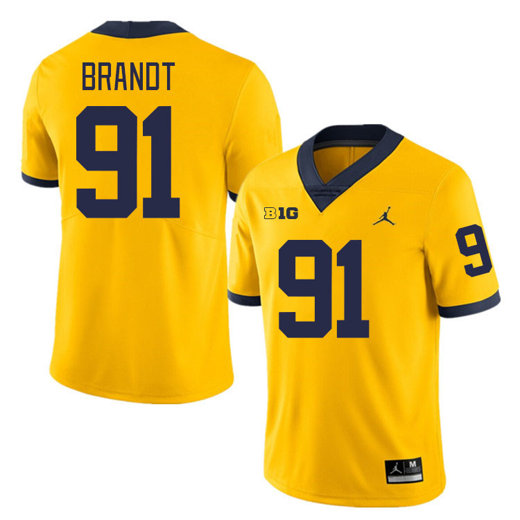 Cameron Brandt Michigan Jersey,Michigan Wolverines #91 Cameron Brandt Jersey Youth-Maize